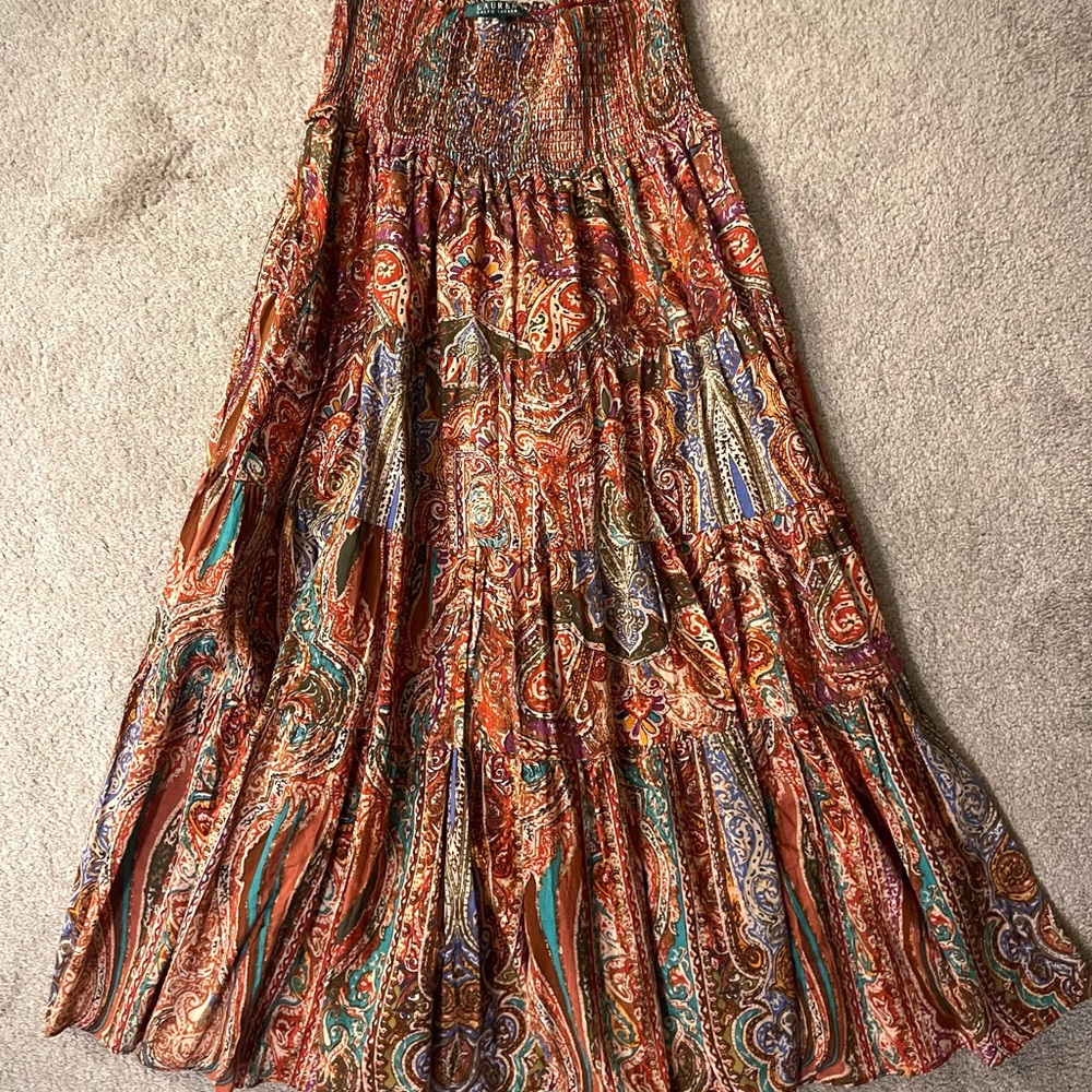 Ralph Lauren Multicolor Paisley Tiered Maxi Skirt Size SMALL - Picture 2 of 6